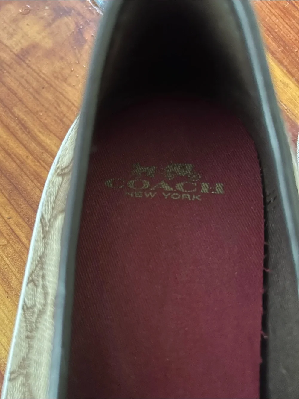 Womens Slip-On Sneakers in Tan Signature Pattern